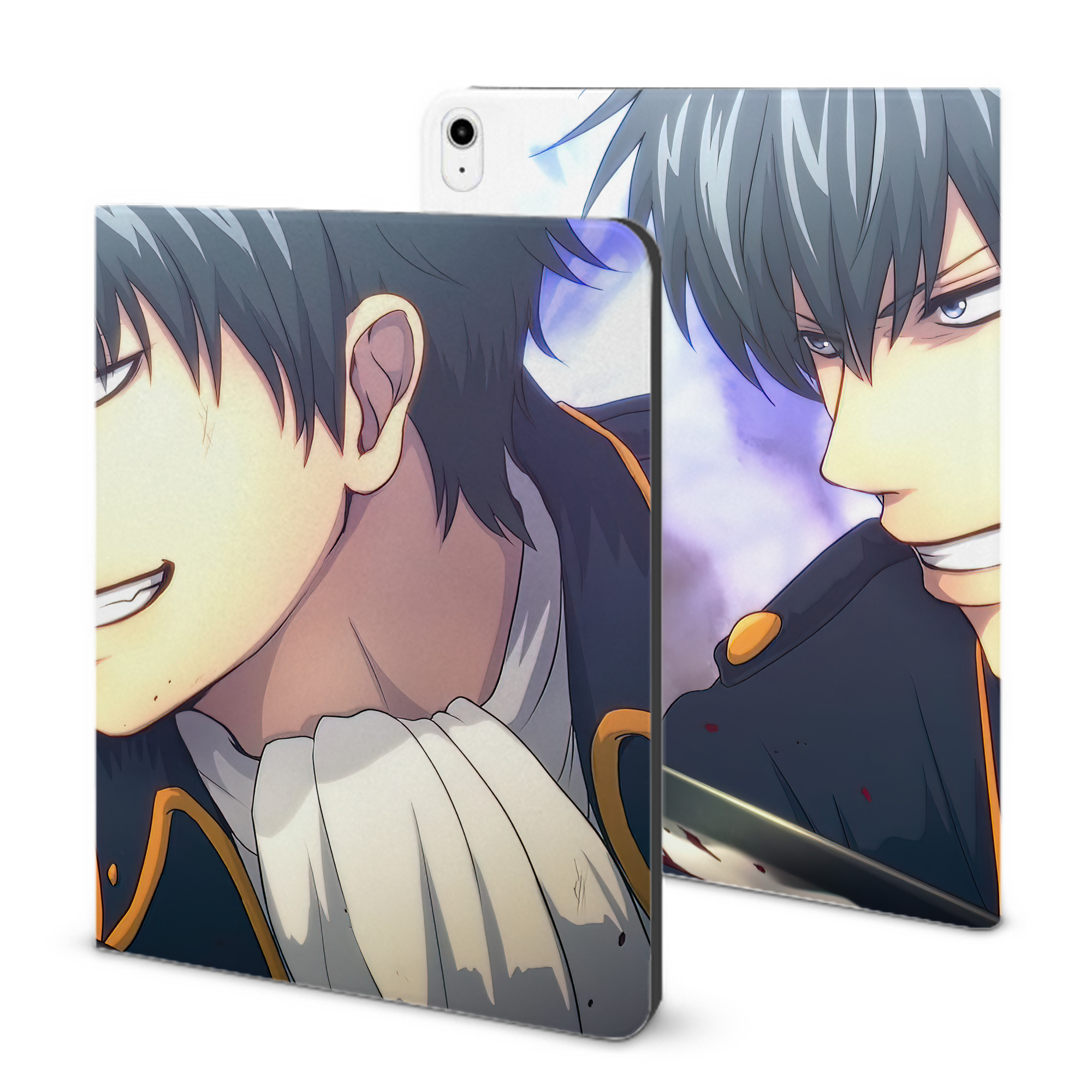 （画像用） ぎんたま 坂田銀時（さかたぎんとき） 神楽 志村新八（しむら しんぱち） GINTAMA Sakata Gintoki Kagura Shimura Shinpachi IPadケース ペンホルダー付き ブックスタイルデザイン